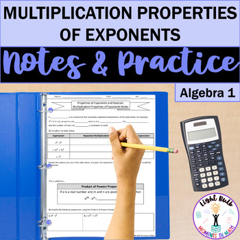 Preview of Multiplication Properties of Exponents Guided Notes and Worksheet
