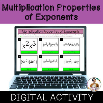 Preview of Multiplication Properties of Exponents Self-Checking Digital Activity 