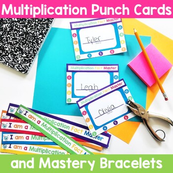 Preview of Multiplication Punch Cards Multiplication Fact Fluency Mastery Bracelets