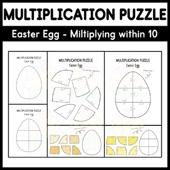 Preview of Multiplication Puzzle - Easter Egg - Multiplying within 10