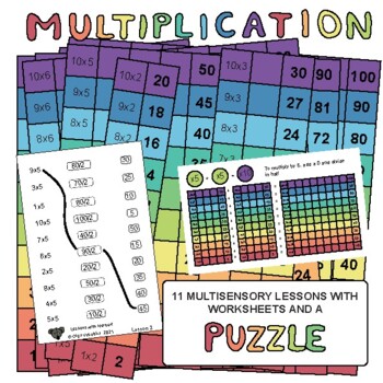 Preview of Multiplication Puzzle with 11 short multisensory lessons and worksheets