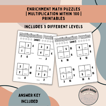 Preview of Multiplication Puzzles | Enrichment | Multiplication Within 100 | Math Task