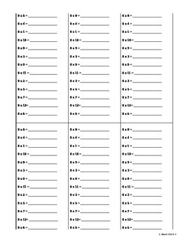 Preview of Multiplication Quick Facts Practice