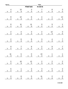 Preview of Multiplication Quiz pairs of facts