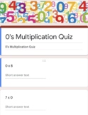 Multiplication Quizzes 0-12