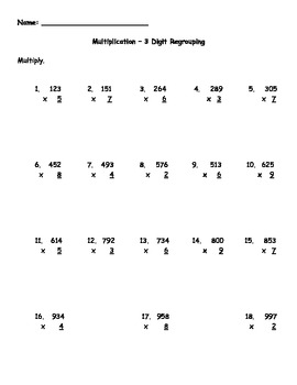 multiplication regrouping ii worksheet by kris milliken tpt