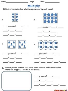 multiplication arrays repeated addition printables independent practice