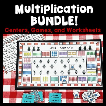 Preview of Repeated Addition Arrays Equal Groups Multiplication Worksheets Centers BUNDLE