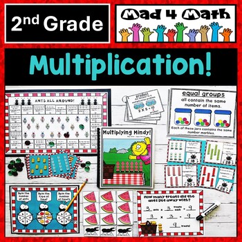 Preview of Multiplication Repeated Addition Equal Groups Centers & Worksheets Spring Math