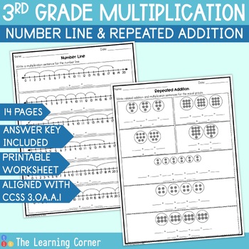 Preview of Multiplication as Repeated Addition and Number Line Worksheet