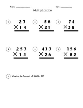 Preview of Multiplication Review