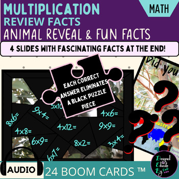 Preview of Multiplication Review Animal Reveal & Fun Facts