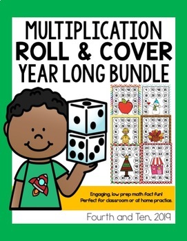 Preview of Multiplication Roll and Cover Year Long Bundle (Factors 1-12)