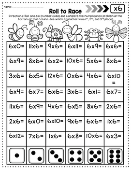 Multiplication Roll to Race Printable Game by Jaclyn Howell | TpT