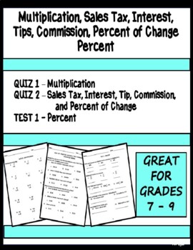 Preview of Multiplication, Tax, Interest, Tips, Commission & Percent Assessment Vol. 1