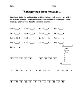 multiplication secret messages thanksgiving by mrs palmettos store