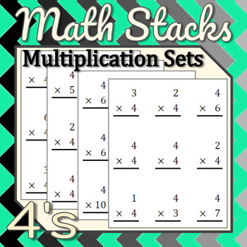 Preview of Multiplication Sets | 4's | 36 Sets of 100 Problems