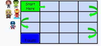 Preview of Multiplication Simple VIRTUAL board game - Avengers Theme