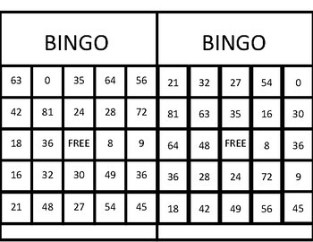 Bingo Multiplication Single Digit- Version 2 by The Real Miss Nelson