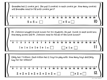 multiplication skip counting on number line task cards
