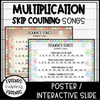 Preview of Multiplication Skip Counting Songs Elementary Math Routine