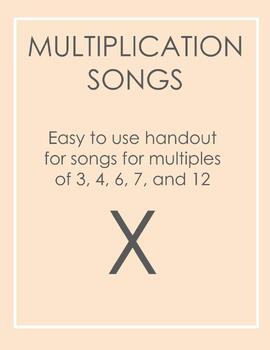 Preview of Multiplication Songs for Multiples of 3, 4, 6, 7 and 12