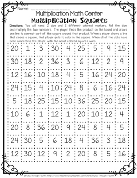 Multiplication Squares Game Math Center FREEBIE! by Chase Laughter