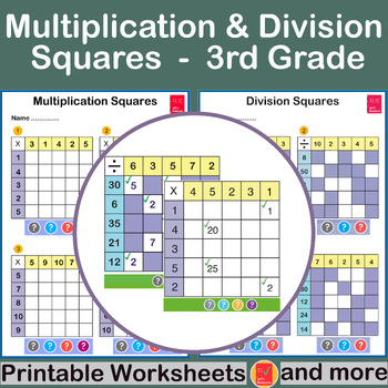 Preview of Multiply and Divide within 100 - 3rd Grade Practice with Number Squares