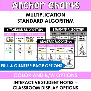 Preview of Multiplication Standard Algorithm Interactive Notes Anchor Chart 