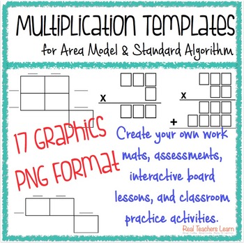 Preview of Multiplication Standard Algorithm and Area Model Templates