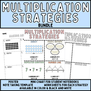 Preview of Multiplication Strategies BUNDLE: Worksheets, Anchor Charts, Note-Taking
