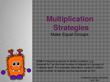 Preview of Multiplication Strategies: Make Equal Groups 3.OA Powerpoint