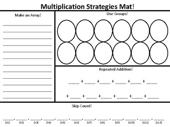 Preview of Multiplication Strategies Mat (hands on and concrete)