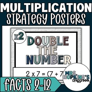 Preview of Multiplication Strategy Posters for Multiplication Fact Fluency Facts 2 to 12