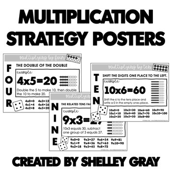 Preview of Multiplication Strategies Posters for Basic Multiplication Facts to 10x10