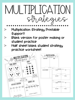 Preview of Multiplication Strategies Printable • Anchor Chart • Poster • Worksheet