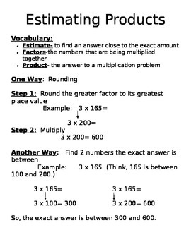 Preview of Multiplication Strategies Steps for Students GO MATH