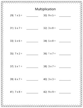 Multiplication Sums Math Worksheets 0-9 by Peppermint Puzzles | TPT