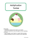 Multiplication Sundae Activity for 0 - 12 facts