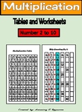 Multiplication Table (2-10) and practice worksheet
