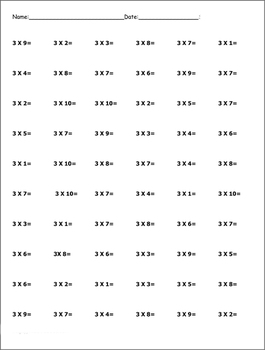 Preview of Multiplication Table - Three Times (Worksheet)