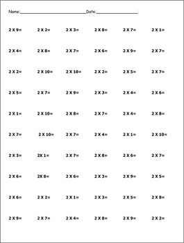 Preview of Multiplication Table - Two Times (Worksheet)