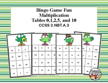 Preview of Multiplication Tables 0,1,2,5, and 10 Tables - Bingo Game - St. Patrick's Day