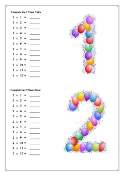 Multiplication Tables 1, 2 Worksheet by Learning Point | TpT