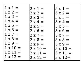 Preview of Multiplication Tables Practice