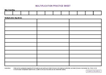 Preview of Multiplication Tables Printable Practice Sheet