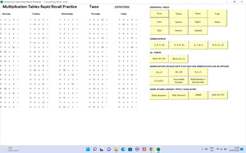 Preview of Multiplication Tables Rapid Recall Worksheet Generator