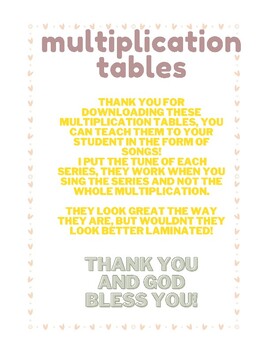 Preview of Multiplication Tables - Songs