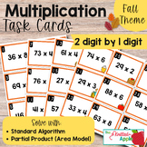Multiplication Task Cards 2 digit by 1 digit - Fall Theme