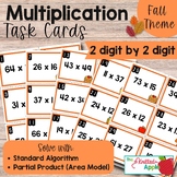 Multiplication Task Cards 2 digit by 2 digit Fall Theme